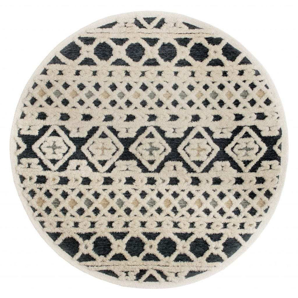 6' Blue And Ivory Round Wool Hand Tufted Area Rug - Homeroots - Flyclothing LLC