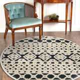 6' Blue And Ivory Round Wool Hand Tufted Area Rug - Homeroots - Flyclothing LLC