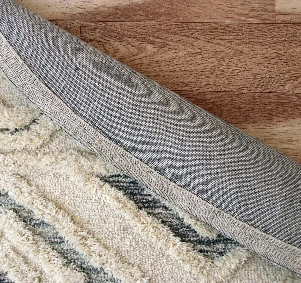 4' Round Cream Modern Geometric Area Rug - Homeroots - Flyclothing LLC