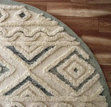 4' Round Cream Modern Geometric Area Rug - Homeroots - Flyclothing LLC