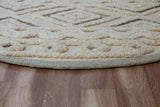 4' Round Cream Modern Geometric Area Rug - Homeroots - Flyclothing LLC