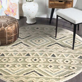 4' Round Cream Modern Geometric Area Rug - Homeroots - Flyclothing LLC