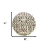 6' Round Cream Modern Geometric Area Rug - Homeroots - Flyclothing LLC
