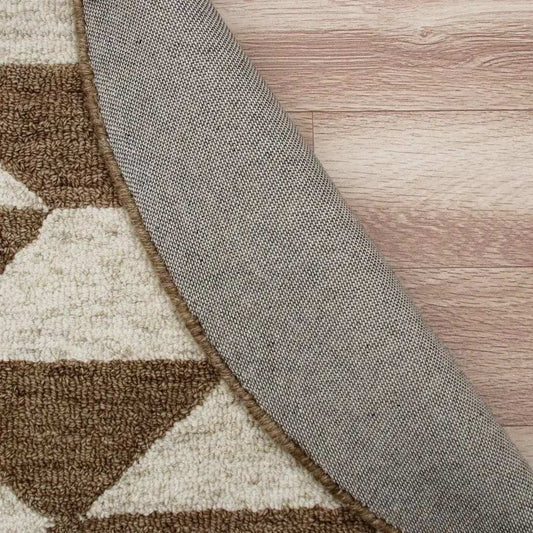 4' Round Brown Bohemian Geometric Area Rug - Homeroots - Flyclothing LLC