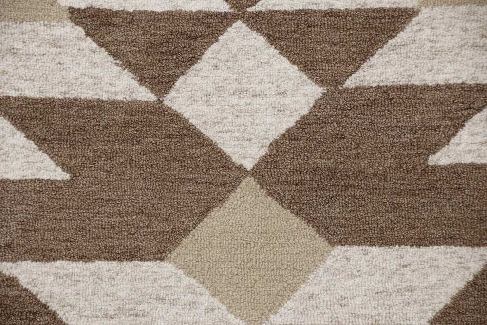 6' Brown And Ivory Round Wool Hand Tufted Area Rug - Homeroots - Flyclothing LLC