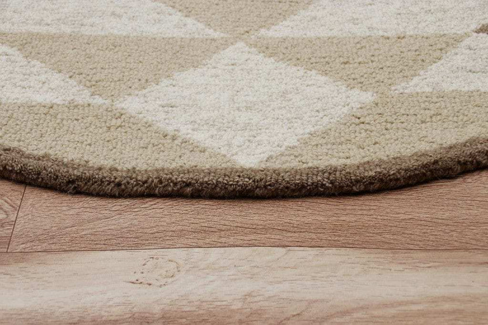 6' Brown And Ivory Round Wool Hand Tufted Area Rug - Homeroots - Flyclothing LLC
