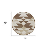 6' Brown And Ivory Round Wool Hand Tufted Area Rug - Homeroots - Flyclothing LLC