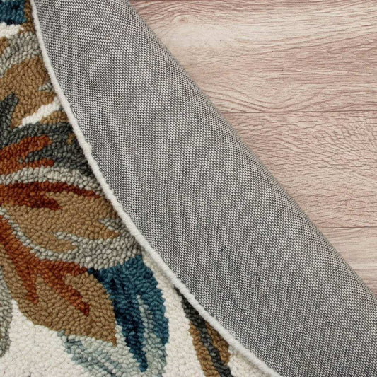 6' Round Blue and White Tropical Area Rug - Homeroots - Flyclothing LLC