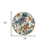 6' Round Blue and White Tropical Area Rug - Homeroots - Flyclothing LLC