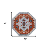 4' Round Terracotta Tribal Area Rug - Homeroots - Flyclothing LLC