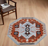 4' Round Terracotta Tribal Area Rug - Homeroots - Flyclothing LLC