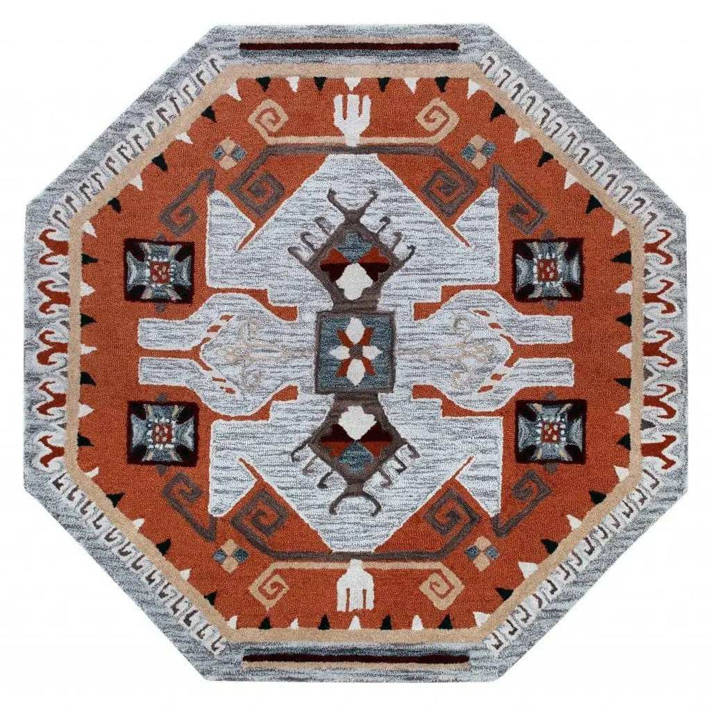 6' Round Terracotta Tribal Area Rug - Homeroots - Flyclothing LLC