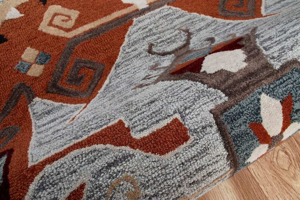 6' Round Terracotta Tribal Area Rug - Homeroots - Flyclothing LLC