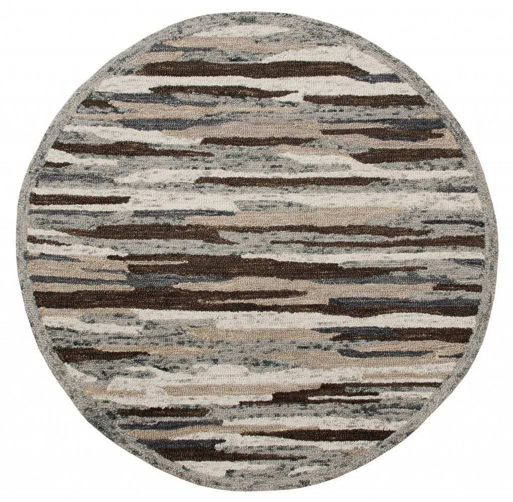 4' Round Brown and Gray Camouflage Area Rug - Homeroots - Flyclothing LLC