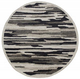 6' Black And Gray Round Wool Hand Tufted Area Rug - Homeroots - Flyclothing LLC