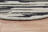 6' Black And Gray Round Wool Hand Tufted Area Rug - Homeroots - Flyclothing LLC