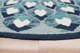 6' Blue And White Round Wool Hand Tufted Area Rug - Homeroots - Flyclothing LLC