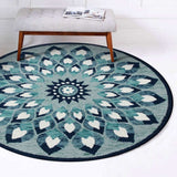 6' Blue And White Round Wool Hand Tufted Area Rug - Homeroots - Flyclothing LLC
