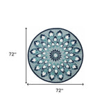6' Blue And White Round Wool Hand Tufted Area Rug - Homeroots - Flyclothing LLC