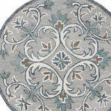 4' Round Gray and White Filigree Area Rug - Homeroots - Flyclothing LLC