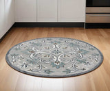 6' Round Gray and White Filigree Area Rug - Homeroots - Flyclothing LLC