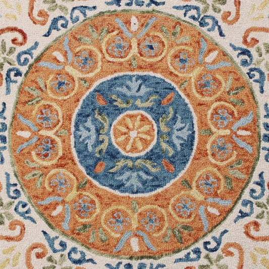 4' Round Orange Traditional Medallion Area Rug - Homeroots - Flyclothing LLC