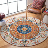 4' Round Orange Traditional Medallion Area Rug - Homeroots - Flyclothing LLC