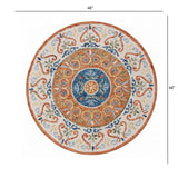 4' Round Orange Traditional Medallion Area Rug - Homeroots - Flyclothing LLC