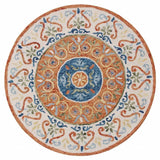6' Round Orange Traditional Medallion Area Rug - Homeroots - Flyclothing LLC