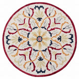 4' Round Red and Ivory Floral Filigree Area Rug - Homeroots - Flyclothing LLC