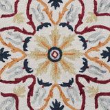 4' Round Red and Ivory Floral Filigree Area Rug - Homeroots - Flyclothing LLC