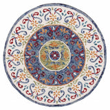 4' Round Blue and White Ornate Medallion Area Rug - Homeroots - Flyclothing LLC