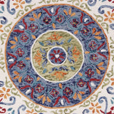 4' Round Blue and White Ornate Medallion Area Rug - Homeroots - Flyclothing LLC