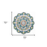 6' Teal Blue Round Wool Hand Hooked Handmade Area Rug - Homeroots - Flyclothing LLC