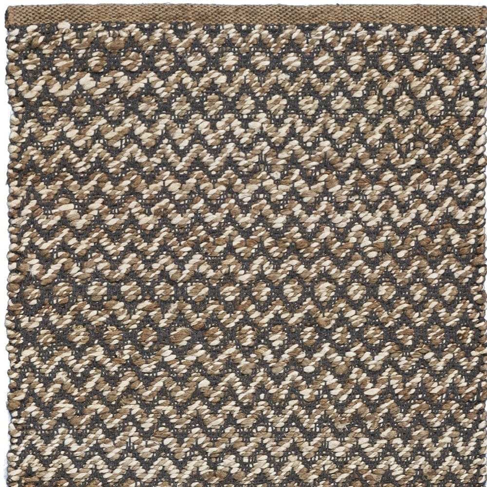 6' Natural and Gray Chevron Hand Woven Jute Runner Rug - Homeroots - Flyclothing LLC
