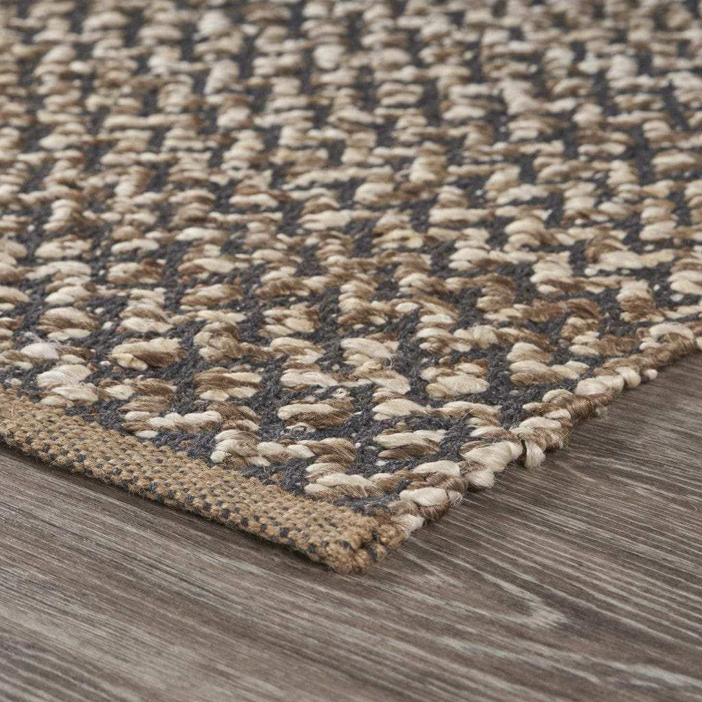 6' Natural and Gray Chevron Hand Woven Jute Runner Rug - Homeroots - Flyclothing LLC