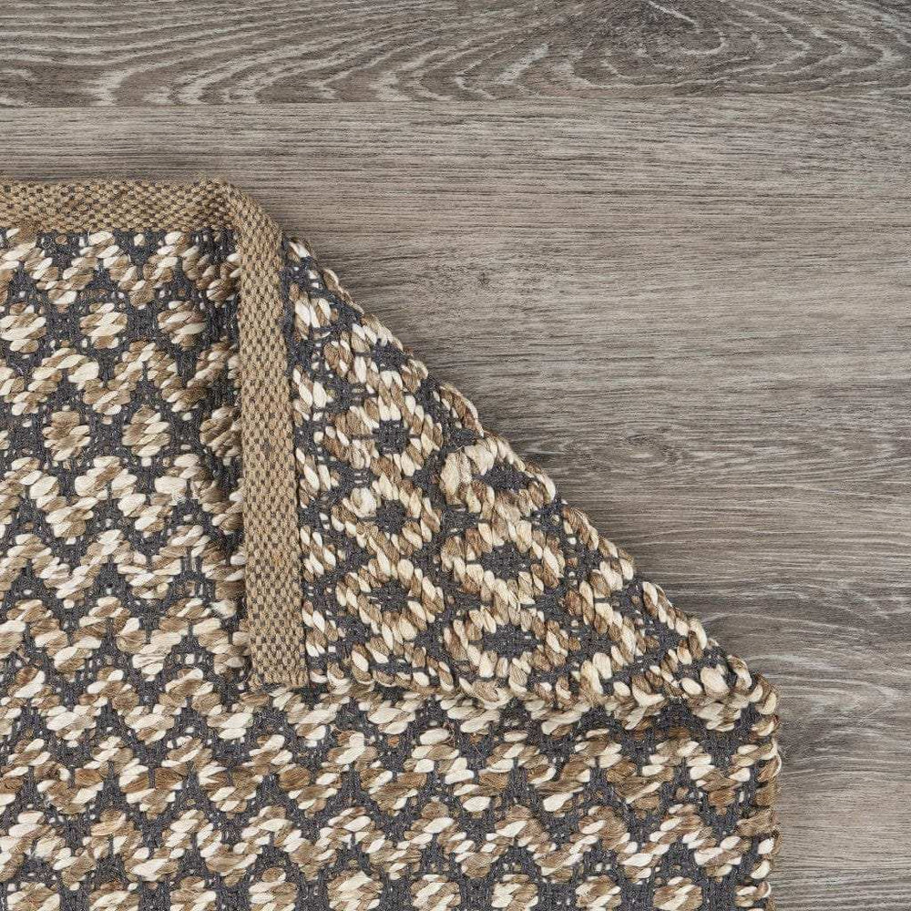 6' Natural and Gray Chevron Hand Woven Jute Runner Rug - Homeroots - Flyclothing LLC
