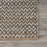 6' Natural and Gray Chevron Hand Woven Jute Runner Rug - Homeroots - Flyclothing LLC