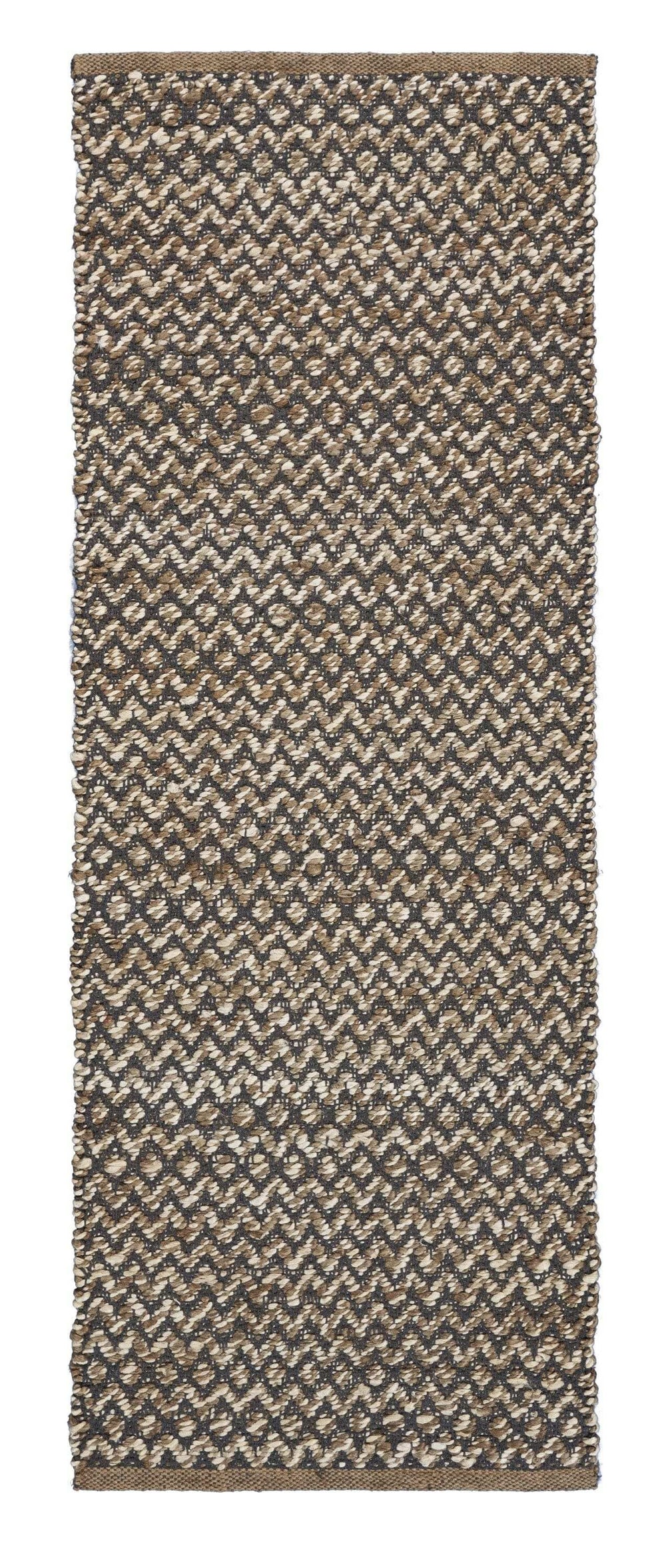 6' Natural and Gray Chevron Hand Woven Jute Runner Rug - Homeroots - Flyclothing LLC