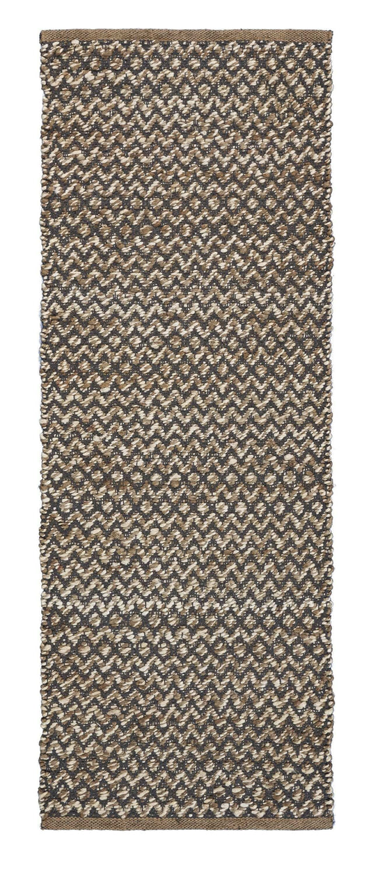 6' Natural and Gray Chevron Hand Woven Jute Runner Rug - Homeroots - Flyclothing LLC