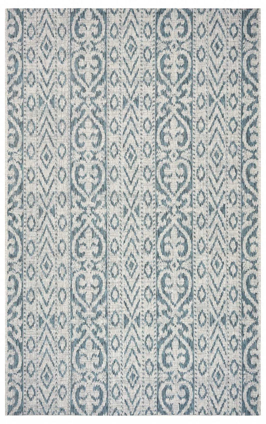 5' X 8' Blue And White Indoor Outdoor Area Rug - Homeroots - Flyclothing LLC