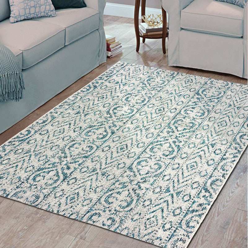 5' X 8' Blue And White Indoor Outdoor Area Rug - Homeroots - Flyclothing LLC