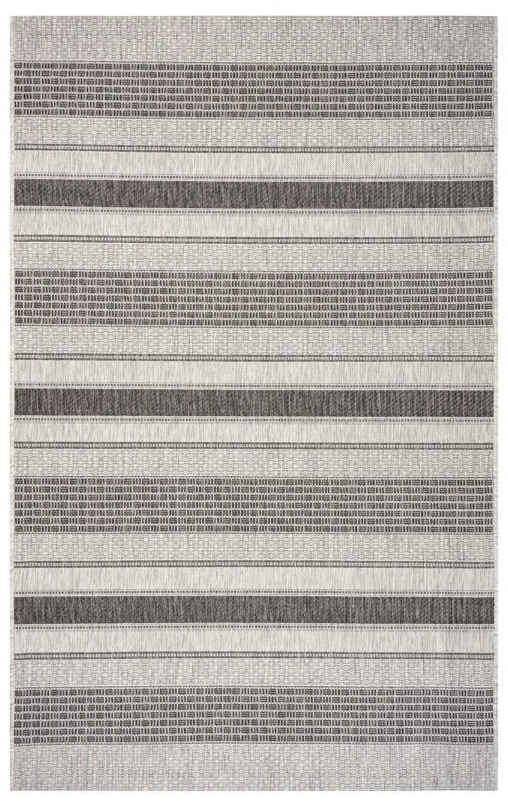 5' X 8' Gray And Black Indoor Outdoor Area Rug - Homeroots - Flyclothing LLC