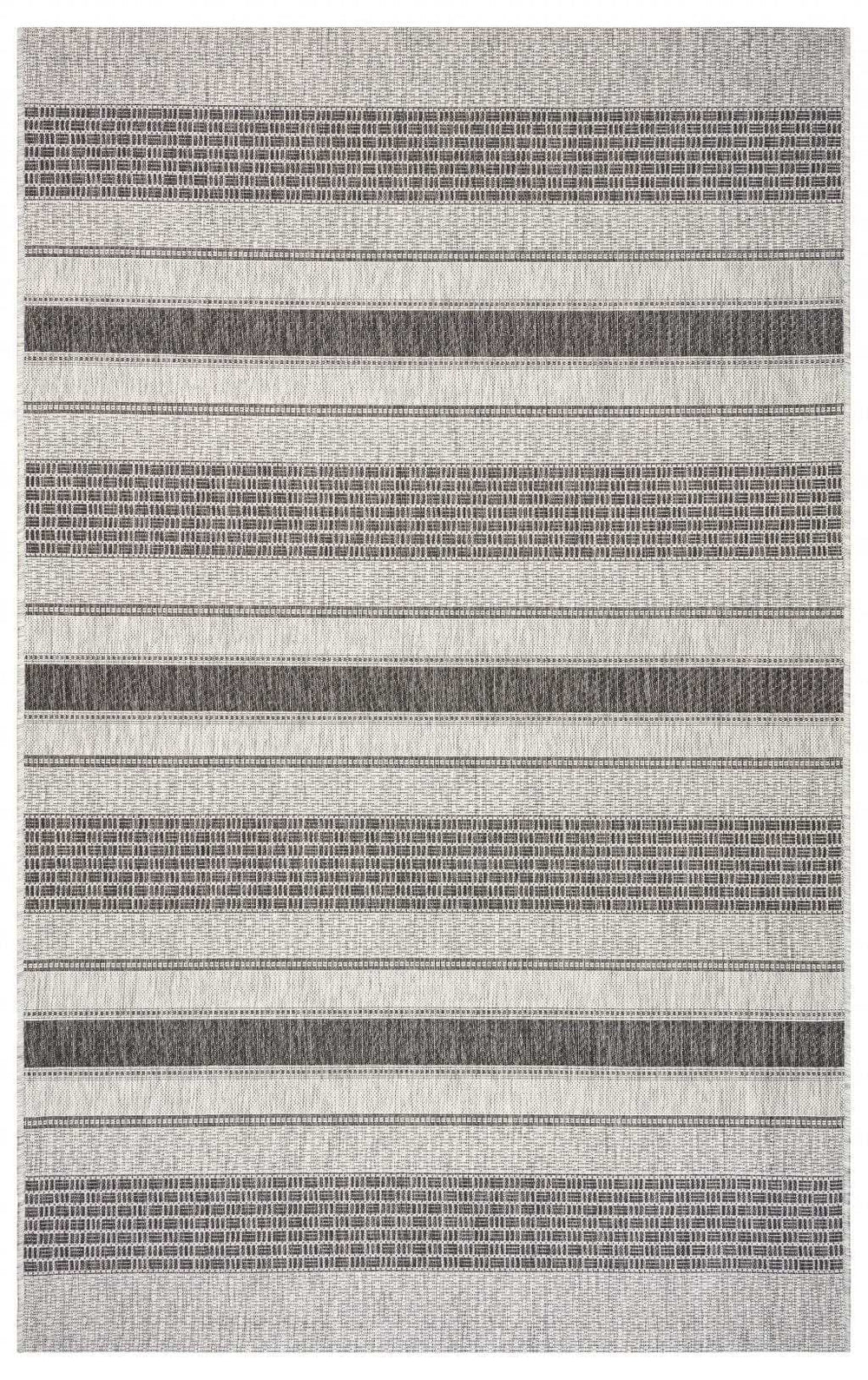 8' X 10' Gray And Black Indoor Outdoor Area Rug - Homeroots - Flyclothing LLC