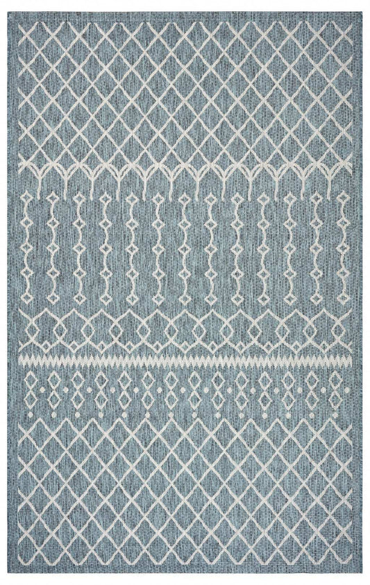 5' X 8' Blue And Gray Indoor Outdoor Area Rug - Homeroots - Flyclothing LLC