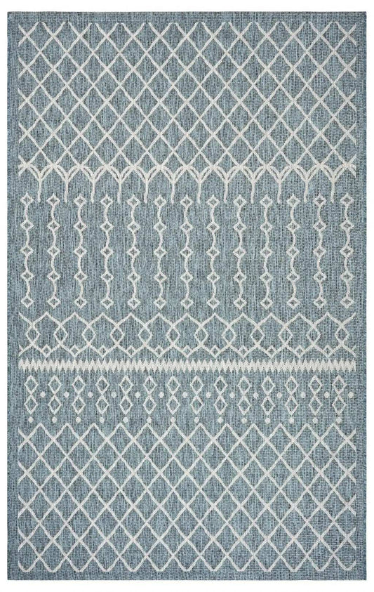 8' X 10' Blue And Gray Indoor Outdoor Area Rug - Homeroots - Flyclothing LLC