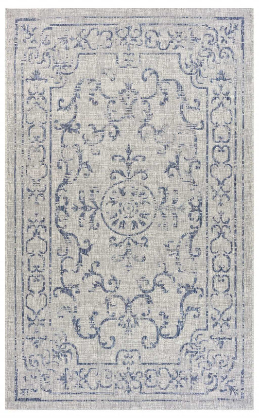 8' X 10' Blue And Gray Indoor Outdoor Area Rug - Homeroots - Flyclothing LLC
