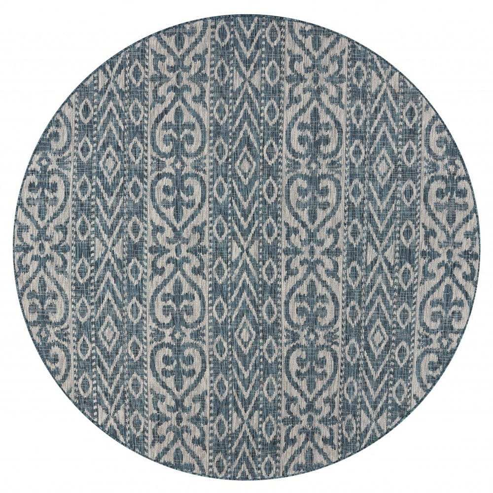 8' X 8' Blue And Gray Indoor Outdoor Area Rug - Homeroots - Flyclothing LLC