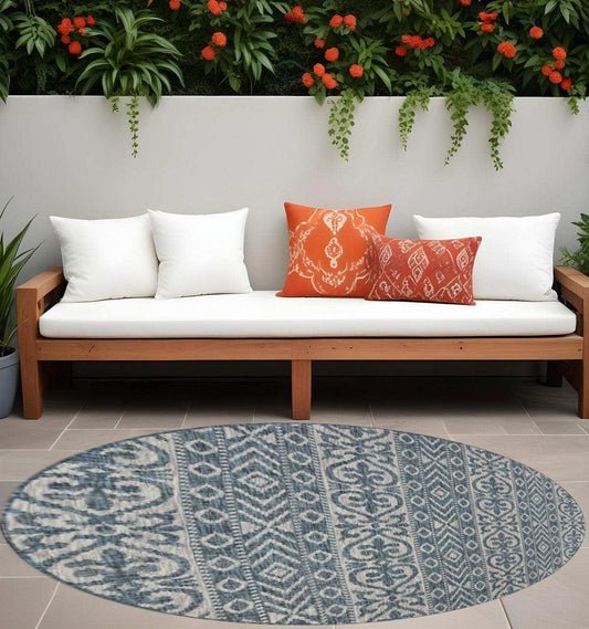 8' X 8' Blue And Gray Indoor Outdoor Area Rug - Homeroots - Flyclothing LLC