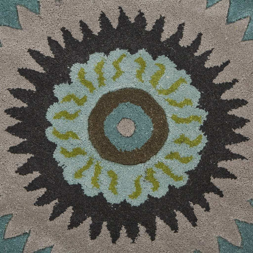 5' Round Green Peacock Feather Area Rug - Homeroots - Flyclothing LLC